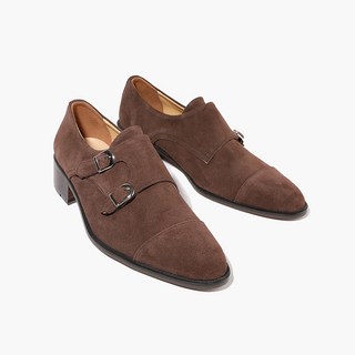 Firenze Atelier 男士自然輪廓麂皮雙扣孟克鞋 2022-S