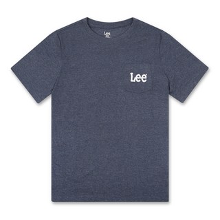 Lee 中性款素色Logo口袋短袖T恤 LM12SK180, 海軍藍