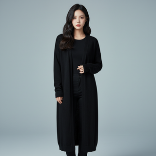 Marketpia 女款寬鬆日常長版針織開襟衫