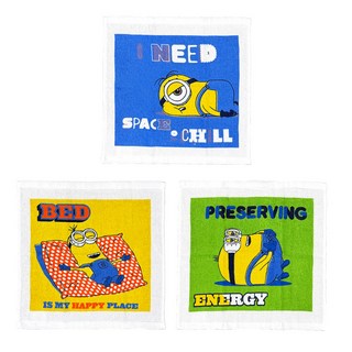 MARUSHIN 丸真 小小兵純棉洗臉巾3件組 87g, 睡覺時間, 1套