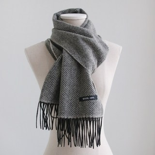 Vavisoo Terrian 人字紋100%羊毛流蘇圍巾