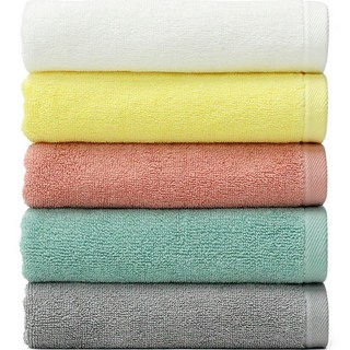 TowelToktok 100%韓國產 All-Time飯店毛巾 140g 棉質30支, 白色+黃色+桃紅色+薄荷綠+灰色, 5條