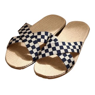 SHIMOYAMA EVA和風亞麻編織防滑室內拖鞋 織帶款, 復古藍, 1雙