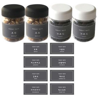 B Project 堅果保存罐組 180毫升, 黑色*2入+白色*2入+標籤貼*8張, 1組