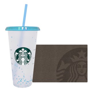 STARBUCKS 星巴克 夏季五彩紙屑變色可重複使用冷飲杯 禮品包裝, 天藍色, 710ml