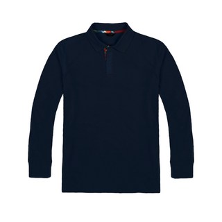 素色保暖長袖polo衫 SH-168, 深藍