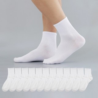 Socksweep 男款高品質羅紋中筒襪 12雙組 白色 250~280mm