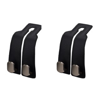絨感皮革紋車用掛鉤, 皮紋黑色黑線, 2個