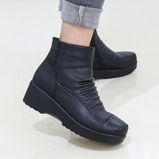 J SHOE 拉絨皮革厚底踝靴 5cm