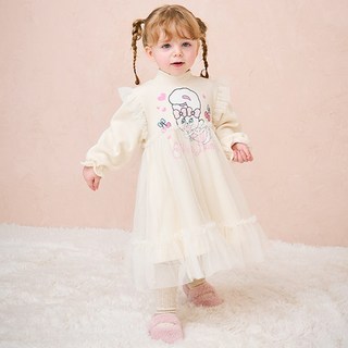 milkmile 女童Esther Bunny Petit櫻桃紗紗刷毛連身裙