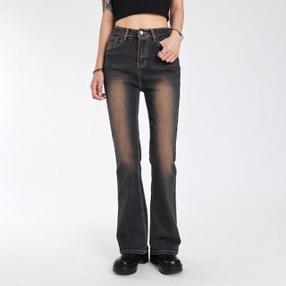 여성용 빈티지 샌딩워싱 부츠컷 청바지 숏 ver