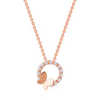 Miniart 女款 14K 玫瑰金 Circle Fly 項鍊 RS804 + 盒子套組