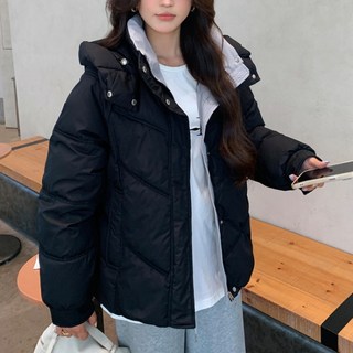 PEONIST 女款連帽排釦拉鍊鋪棉外套