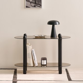 메종드꼼마 글로우 미니 유리 틈새 선반, 모노블랙, 2단