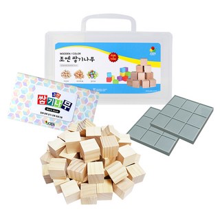 JOEN 松木堆疊積木48片含收納盒、練習冊及底板組合, 多色積木, 1套