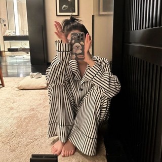 씨오브비 여성용 파이핑 긴팔 잠옷 상하의 세트