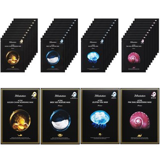 JMsolution 肌司研面膜 (黃金魚子/燕窩/水母/粉紅蝸牛) 集中營養 彈力保濕, 40片, 1組