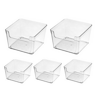 小麥購物 透明抽屜分類盒小號方盒 C318, 5個, 透明色