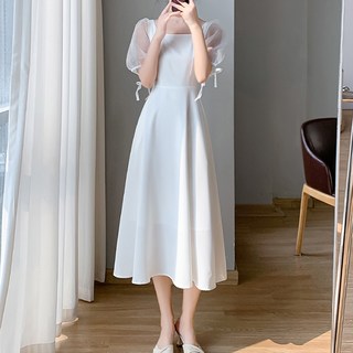 Poplar&C Papa L 方領連身裙, 白色