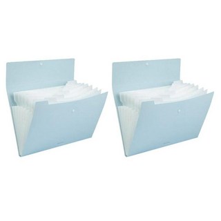 Deli 索引文件袋 8格風琴夾, 2個, 淡藍色