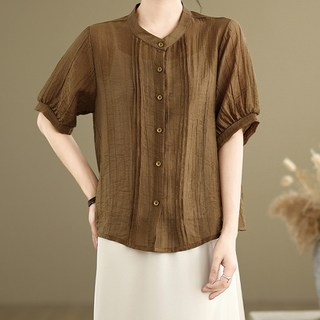 POPLARNC 女款Nethin亨利領雪紡衫 P25SMBL032221