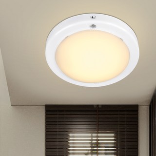 WONHA EL 乳白圓形無閃爍感應燈 LED 15W, 1個, 白色 + 燈泡色