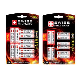 SWISS MILITARY 鹼性AA電池 10入 + AAA電池 10入組合, 1套