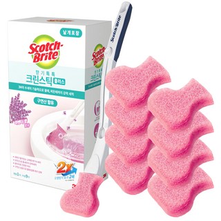 3M Scotch-Brite 百利 香氛瞬潔可拋式馬桶刷 Plus 握把 + 補充包 9入, 粉色, 1組