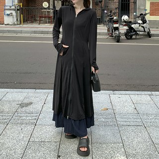 Paperments Miruku基本款長版連帽拉鍊風衣外套 11688