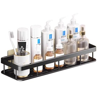SIANG SI 壁掛浴室置物架 四角, 1個, 黑色