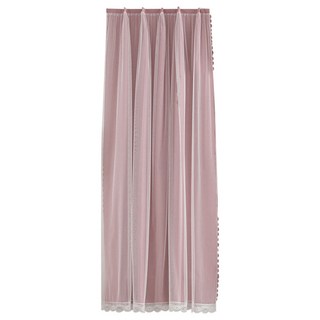 浪漫柔情雙層網紗遮光魔鬼氈窗簾, 粉色