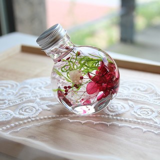 THE VOM 浮游花永生花氣氛燈, 酒紅色繡球花 粉紅色尤加利葉