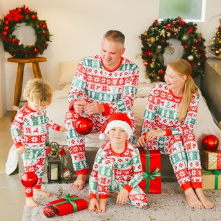 VAENAIT BABY 雪花聖誕家庭長袖棉質上下衣套裝