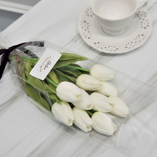 EPLYN 感性風人造鬱金香花束 10支組, 白色, 1把