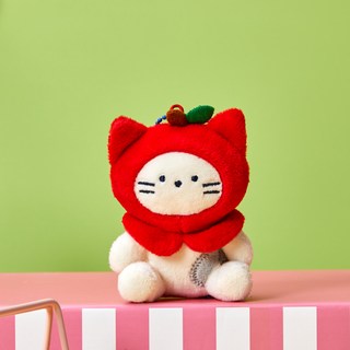 BUTTERSHOP Apple Farm 牛奶貓中型鑰匙圈, 9.5cm, 白色, 1個