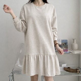 라라온 코튼 면 라운드넥 프릴 미디 원피스 25TSP3585