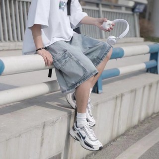 Goodif 男士五分牛仔多口袋寬版短褲