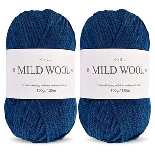 Knitt Mild Wool羊毛混紡編織線 100g, 2個, 35藍色