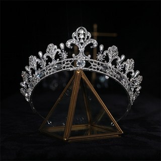 Lunaglam 歐式巴洛克風格婚禮新娘皇冠 WC421, 銀色鑽石, 1個