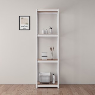HOMEDANT HOUSE 韓國製造鐵製免螺絲組裝式角鋼層架, 白色, 4層