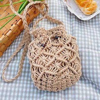 Bubblyday 藤編迷你草編斜背包 海灘包