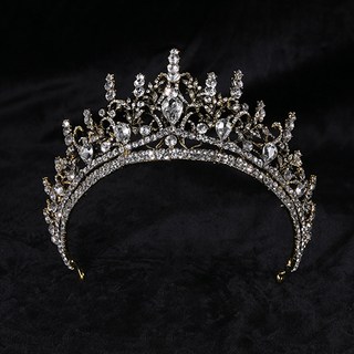 Lunaglam 巴洛克奢華系列婚禮皇冠 WC412, 金色, 1個