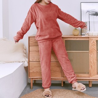 Malamute 女性用保暖基本款超細纖維睡眠睡衣上下套裝