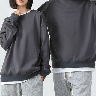 Elso 中性款大尺碼刷毛大學T