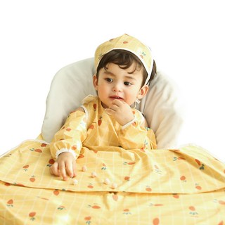 Baby Claw 嬰兒食品防水圍兜長袖拉鍊型, 胡蘿蔔黃, 1件, 1個