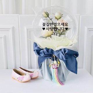 러블리팜 터지지 않는 매직 꽃풍선 보자기형 동백장미 25cm + LED조명 + 용돈홀더 10p + 용돈비닐 30p + 노리개 + 쇼핑백 + 레터링 시트지 어버이날, 보자기형_동백장미_아이보리, 블랙, 1개
