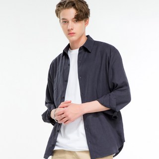 리퀄 남녀공용 세미오버 텐셀 린넨 셔츠 RQM21BSH01
