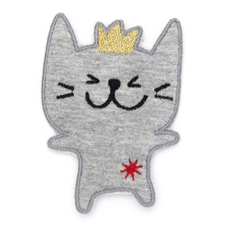 快樂熊 皇冠貓咪縫製布章, 灰色, 3件