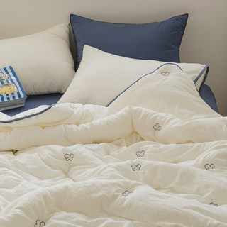 바자르 크리미 마이크로 워싱 자수 사계절 차렵이불