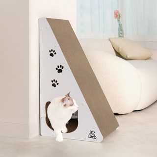 레토 고양이 숨숨집 하우스형 수직 스크래처 80cm, 화이트, 1개